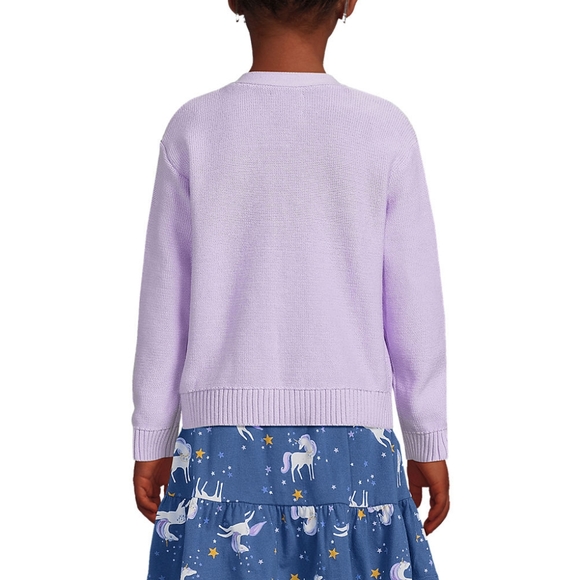 Lands End Kids button front cable cardigan, large (10-12) lavender cloud - Picture 3 of 7